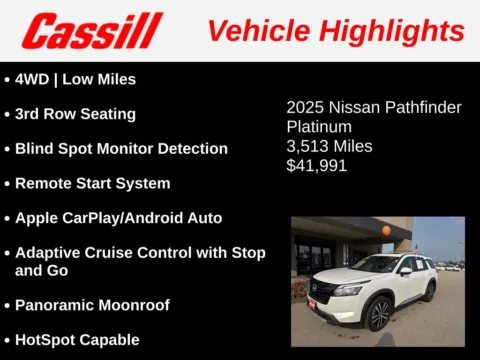 Another view of 2025 Nissan Pathfinder Platinum for sale in Cedar Rapids, IA at Cassill Motors