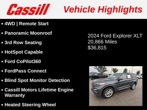 Another view of 2024 Ford Explorer XLT for sale in Cedar Rapids, IA at Cassill Motors