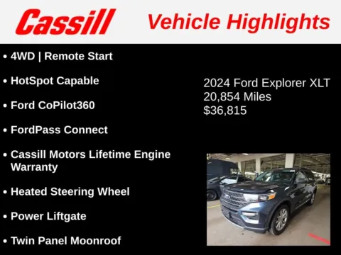 Another view of 2024 Ford Explorer XLT for sale in Cedar Rapids, IA at Cassill Motors