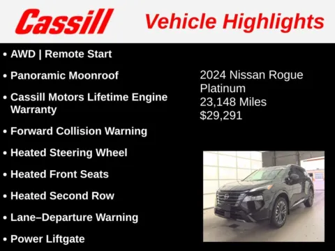 Another view of 2024 Nissan Rogue Platinum for sale in Cedar Rapids, IA at Cassill Motors