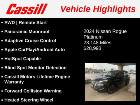 Another view of 2024 Nissan Rogue Platinum for sale in Cedar Rapids, IA at Cassill Motors