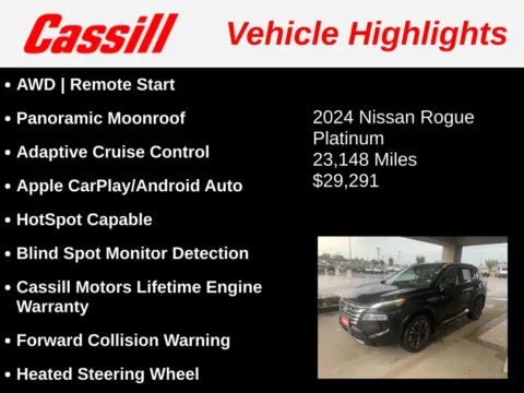 Another view of 2024 Nissan Rogue Platinum for sale in Cedar Rapids, IA at Cassill Motors