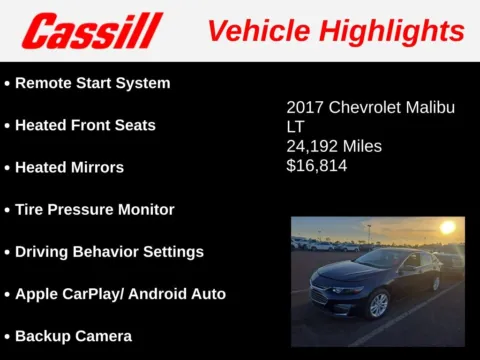Another view of 2017 Chevrolet Malibu LT for sale in Cedar Rapids, IA at Cassill Motors