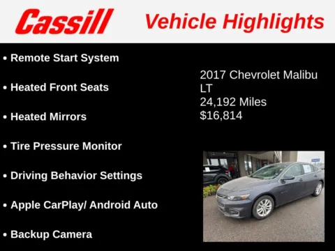 Another view of 2017 Chevrolet Malibu LT for sale in Cedar Rapids, IA at Cassill Motors