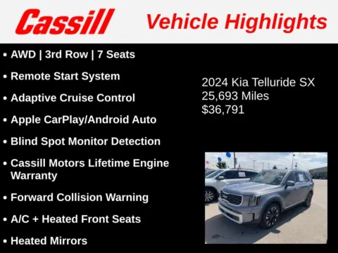 Another view of 2024 Kia Telluride SX for sale in Cedar Rapids, IA at Cassill Motors