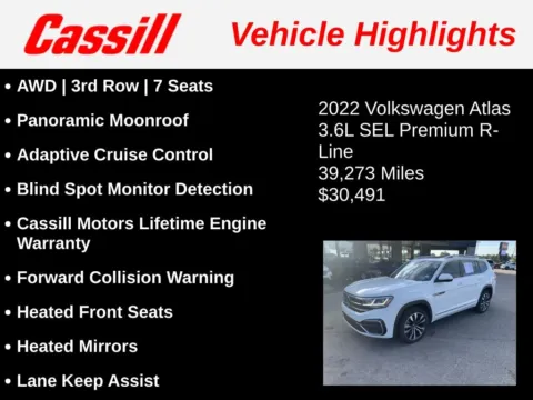 Another view of 2022 Volkswagen Atlas 3.6L V6 SEL Premium R-Line for sale in Cedar Rapids, IA at Cassill Motors