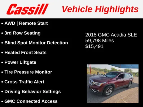Another view of 2018 GMC Acadia SLE-2 for sale in Cedar Rapids, IA at Cassill Motors
