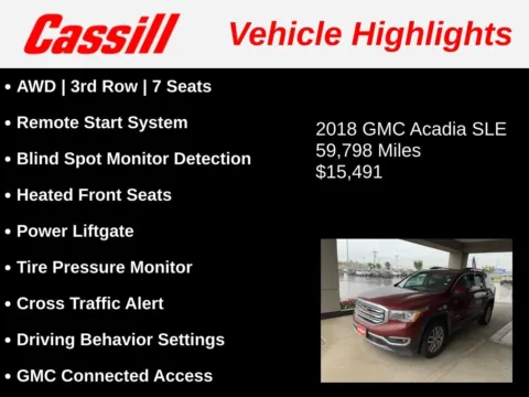 Another view of 2018 GMC Acadia SLE-2 for sale in Cedar Rapids, IA at Cassill Motors