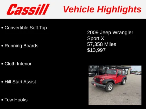 Another view of 2009 Jeep Wrangler X for sale in Cedar Rapids, IA at Cassill Motors