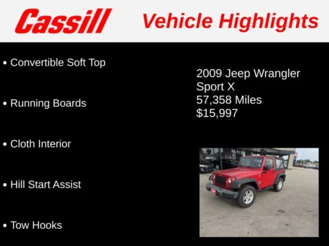 Another view of 2009 Jeep Wrangler X for sale in Cedar Rapids, IA at Cassill Motors