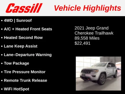 Another view of 2021 Jeep Grand Cherokee Trailhawk for sale in Cedar Rapids, IA at Cassill Motors