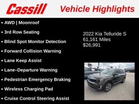 Another view of 2022 Kia Telluride S for sale in Cedar Rapids, IA at Cassill Motors
