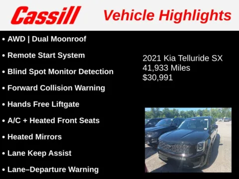 Another view of 2021 Kia Telluride SX for sale in Cedar Rapids, IA at Cassill Motors