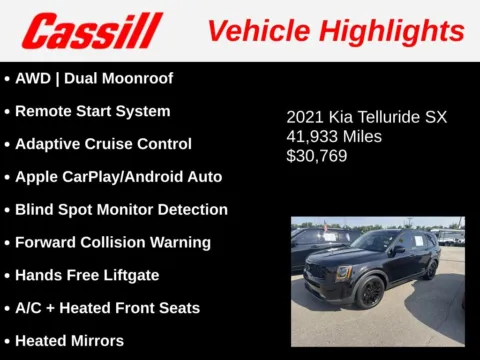Another view of 2021 Kia Telluride SX for sale in Cedar Rapids, IA at Cassill Motors