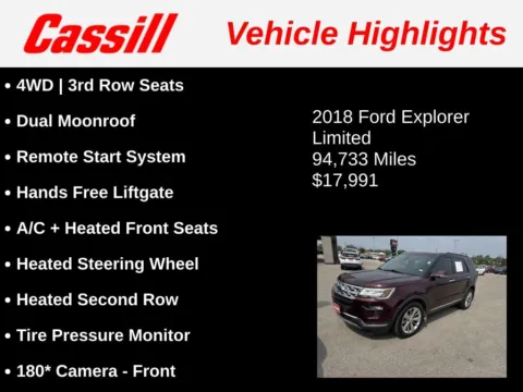 Another view of 2018 Ford Explorer Limited for sale in Cedar Rapids, IA at Cassill Motors