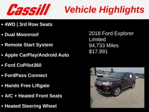 Another view of 2018 Ford Explorer Limited for sale in Cedar Rapids, IA at Cassill Motors