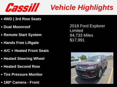 Another view of 2018 Ford Explorer Limited for sale in Cedar Rapids, IA at Cassill Motors