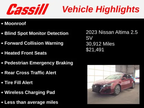 Another view of 2023 Nissan Altima 2.5 SV for sale in Cedar Rapids, IA at Cassill Motors
