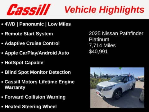 Another view of 2025 Nissan Pathfinder Platinum for sale in Cedar Rapids, IA at Cassill Motors