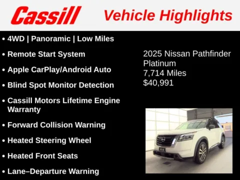 Another view of 2025 Nissan Pathfinder Platinum for sale in Cedar Rapids, IA at Cassill Motors