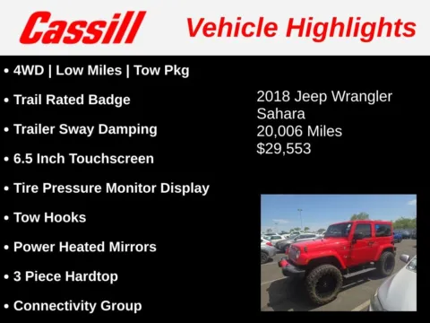 Another view of 2018 Jeep Wrangler JK Sahara for sale in Cedar Rapids, IA at Cassill Motors
