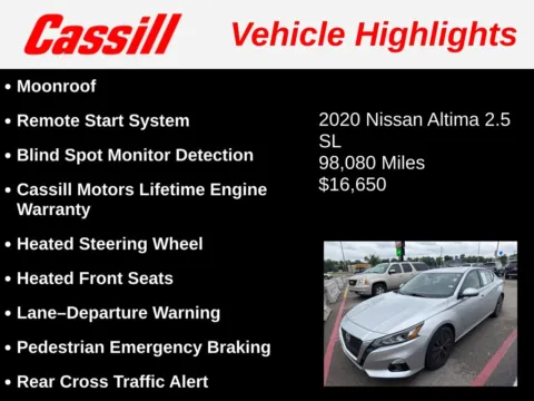Another view of 2020 Nissan Altima 2.5 SL for sale in Cedar Rapids, IA at Cassill Motors