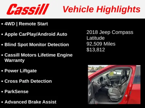 Another view of 2018 Jeep Compass Latitude for sale in Cedar Rapids, IA at Cassill Motors