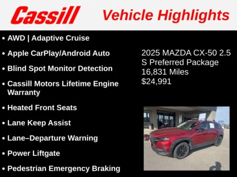 Another view of 2025 Mazda CX-50 2.5 S Preferred Package for sale in Cedar Rapids, IA at Cassill Motors