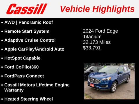 Another view of 2024 Ford Edge Titanium for sale in Cedar Rapids, IA at Cassill Motors