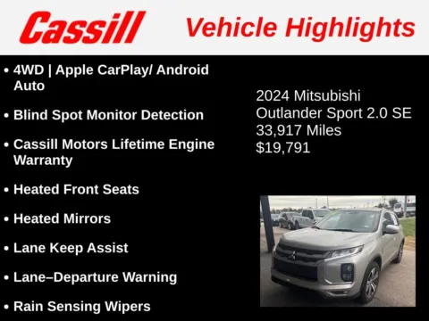 Another view of 2024 Mitsubishi Outlander Sport 2.0 SE for sale in Cedar Rapids, IA at Cassill Motors