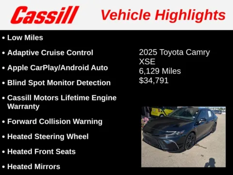 Another view of 2025 Toyota Camry XSE for sale in Cedar Rapids, IA at Cassill Motors
