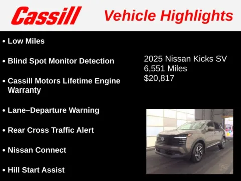 Another view of 2025 Nissan Kicks SV for sale in Cedar Rapids, IA at Cassill Motors