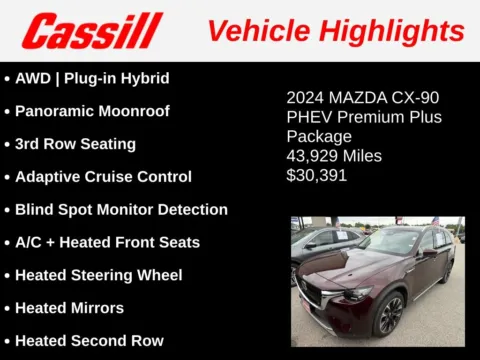 Another view of 2024 Mazda CX-90 PHEV Premium Plus for sale in Cedar Rapids, IA at Cassill Motors