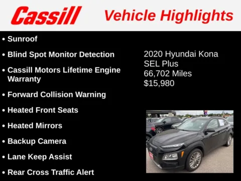 Another view of 2020 Hyundai Kona SEL Plus for sale in Cedar Rapids, IA at Cassill Motors