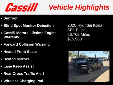 Another view of 2020 Hyundai Kona SEL Plus for sale in Cedar Rapids, IA at Cassill Motors