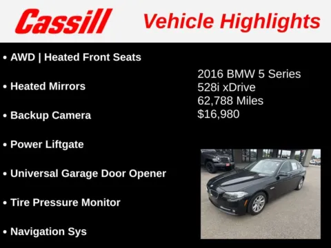 Another view of 2016 BMW 5 Series 528i xDrive for sale in Cedar Rapids, IA at Cassill Motors