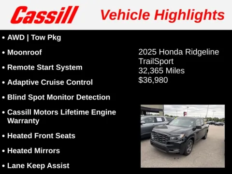Another view of 2025 Honda Ridgeline TrailSport for sale in Cedar Rapids, IA at Cassill Motors
