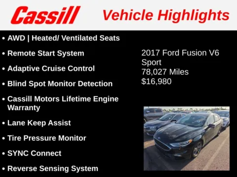 Another view of 2017 Ford Fusion Sport for sale in Cedar Rapids, IA at Cassill Motors