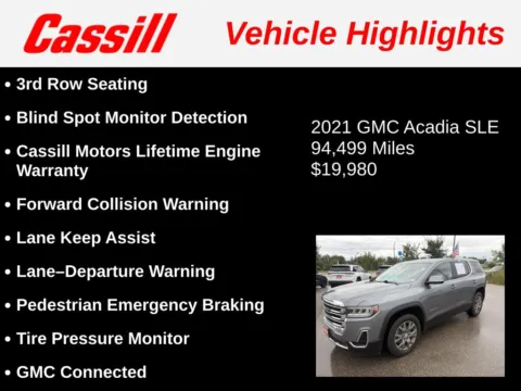 Another view of 2021 GMC Acadia SLE for sale in Cedar Rapids, IA at Cassill Motors
