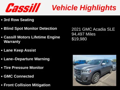 Another view of 2021 GMC Acadia SLE for sale in Cedar Rapids, IA at Cassill Motors