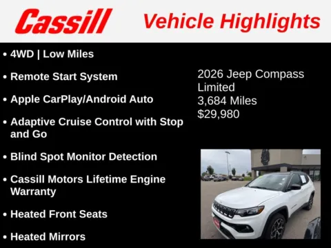 Another view of 2026 Jeep Compass Limited for sale in Cedar Rapids, IA at Cassill Motors