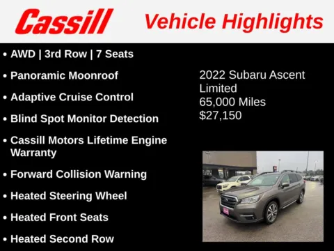 Another view of 2022 Subaru Ascent Limited for sale in Cedar Rapids, IA at Cassill Motors