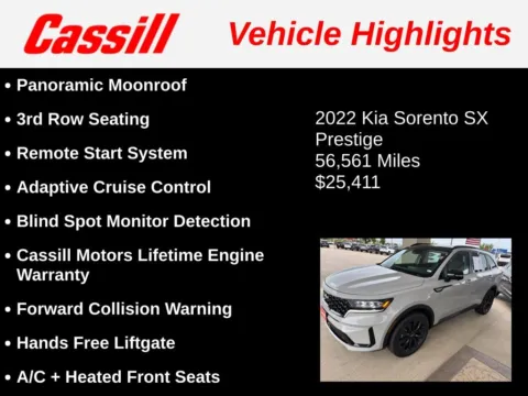 Another view of 2022 Kia Sorento SX-Prestige for sale in Cedar Rapids, IA at Cassill Motors