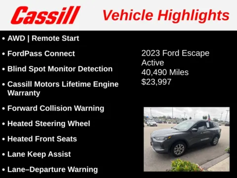 Another view of 2023 Ford Escape Active for sale in Cedar Rapids, IA at Cassill Motors