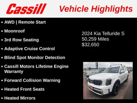 Another view of 2024 Kia Telluride S for sale in Cedar Rapids, IA at Cassill Motors