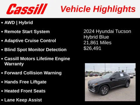 Another view of 2024 Hyundai Tucson Hybrid Blue for sale in Cedar Rapids, IA at Cassill Motors