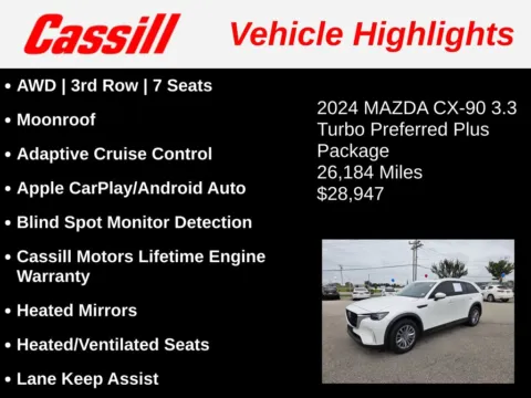 Another view of 2024 Mazda CX-90 3.3 Turbo Preferred Plus for sale in Cedar Rapids, IA at Cassill Motors