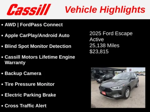 Another view of 2025 Ford Escape Active for sale in Cedar Rapids, IA at Cassill Motors