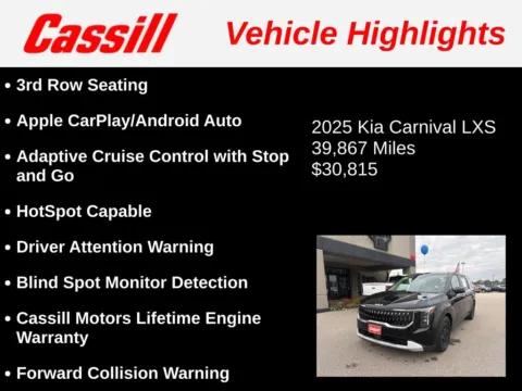 Another view of 2025 Kia Carnival LXS for sale in Cedar Rapids, IA at Cassill Motors