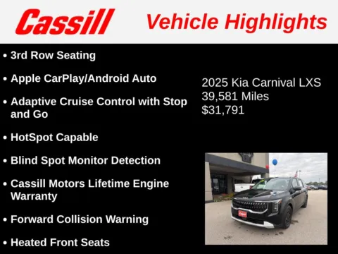 Another view of 2025 Kia Carnival LXS for sale in Cedar Rapids, IA at Cassill Motors